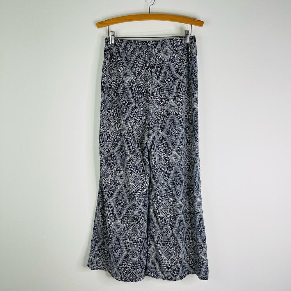 H&M blue cream wide leg cropped high waisted coastal pants 6 - Picture 7 of 7